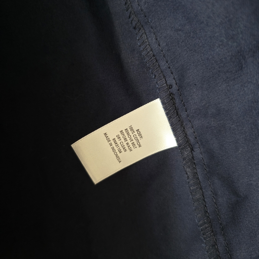 Preppy Coastal Trenchcoat Cotton Wmns S Crown&Ivy Ruffle Back Nwt Navy Academia - Picture 3 of 8